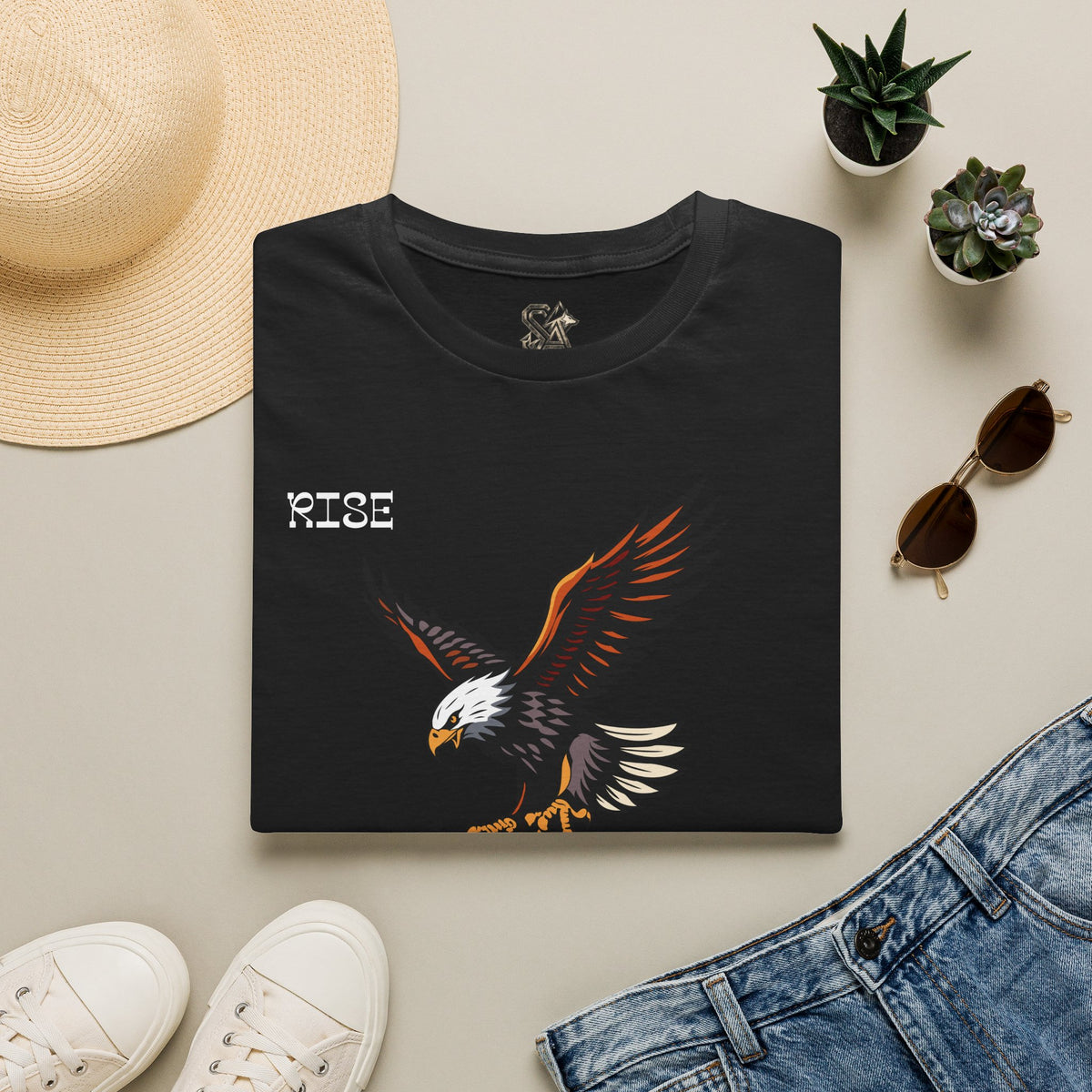 RISE Eagle T-Shirt Premium Design SKIALFA Unisex