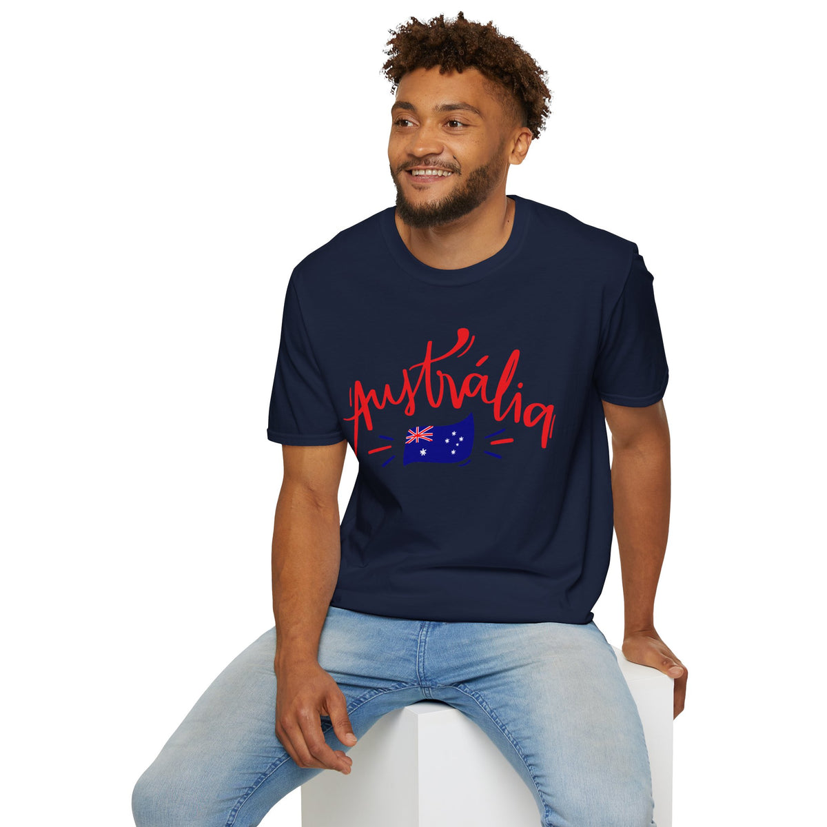 Australia Script Flag T-Shirt Premium Design SKIALFA Unisex
