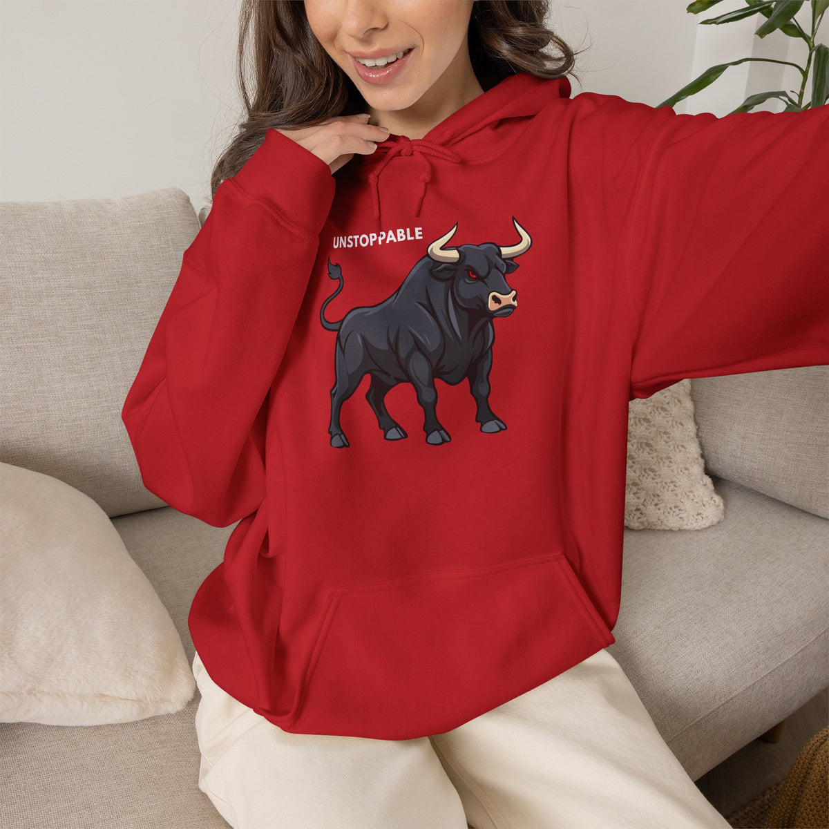 UNSTOPPABLE Bull Hoodie Premium Design SKIALFA Unisex