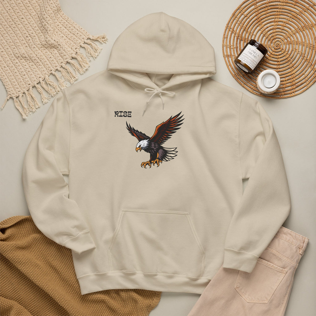 RISE Eagle Hoodie Premium Design SKIALFA Unisex