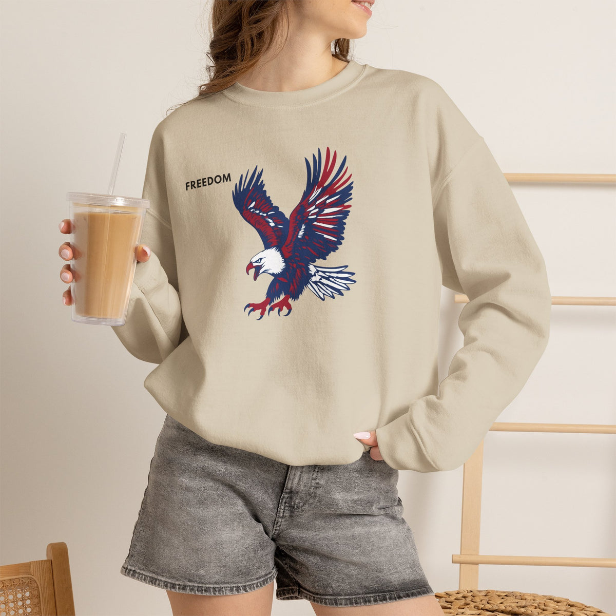 FREEDOM Eagle Sweatshirt Premium Design SKIALFA Unisex