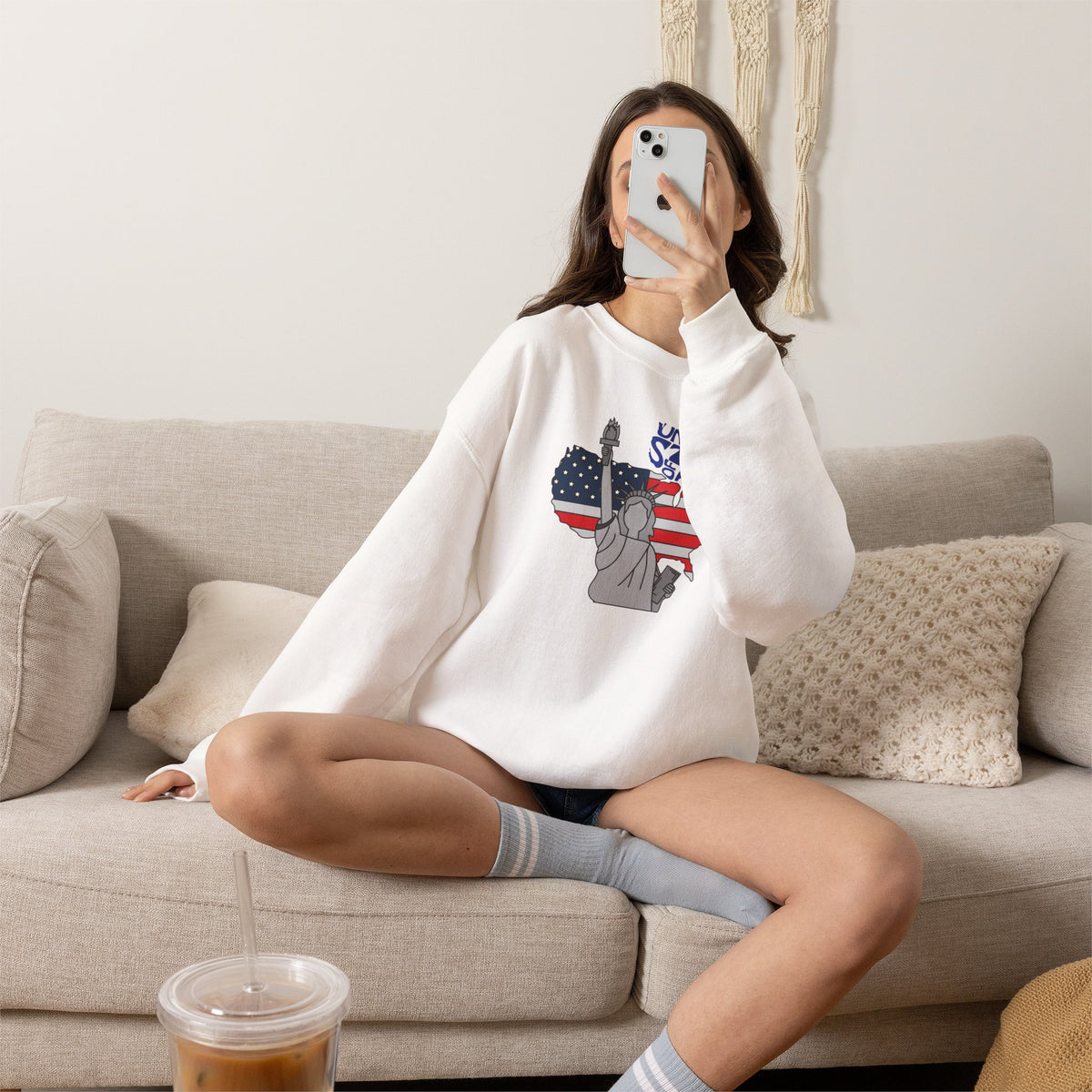 United States of America Sweatshirt Premium Design SKIALFA Unisex
