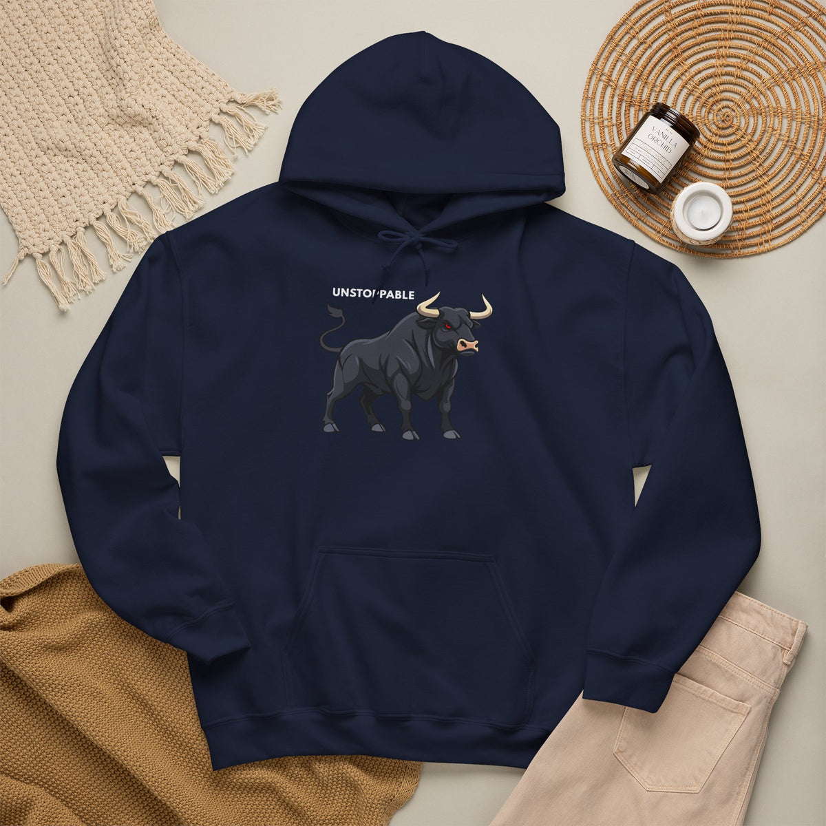 UNSTOPPABLE Bull Hoodie Premium Design SKIALFA Unisex