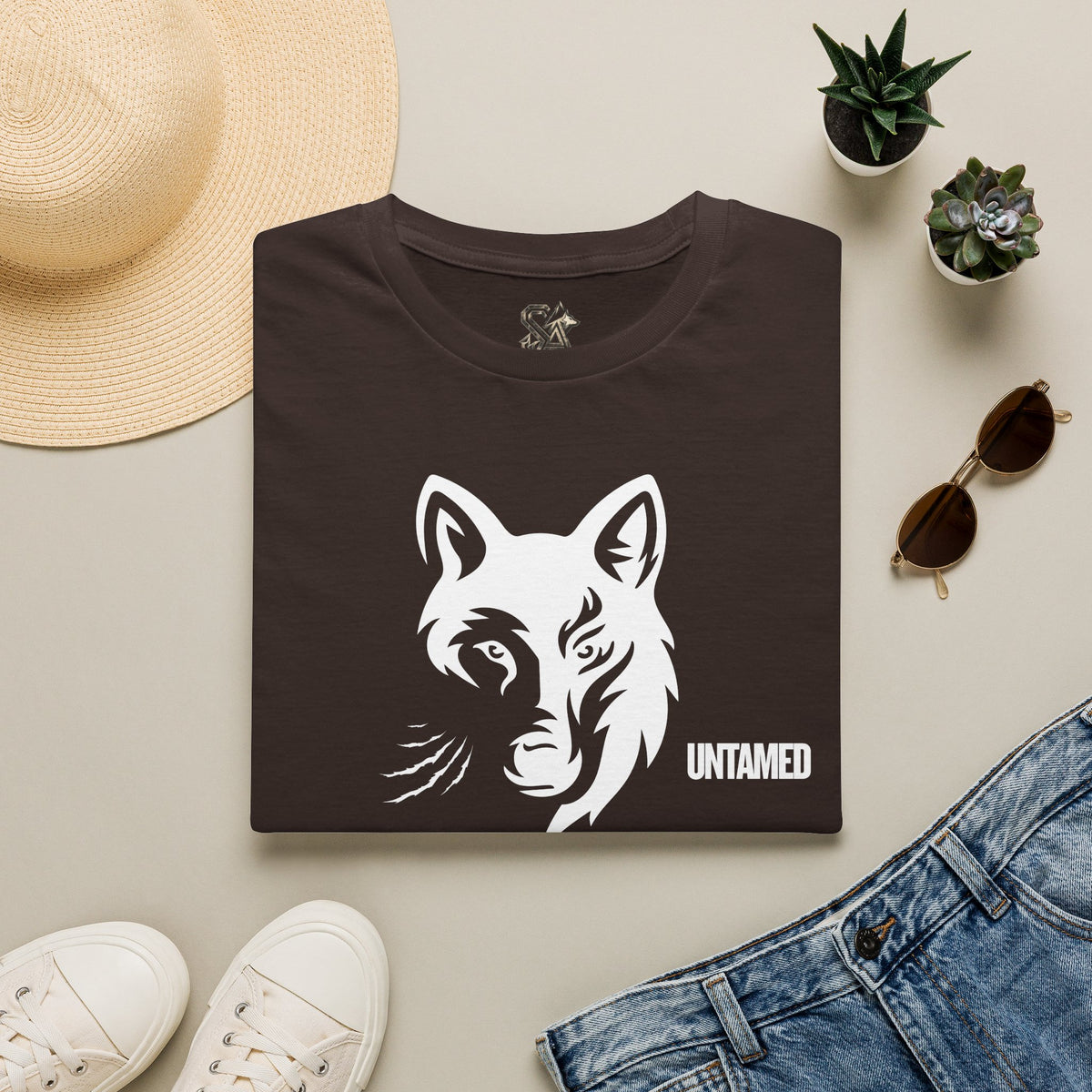 UNTAMED Wolf T-Shirt Premium Design SKIALFA Unisex