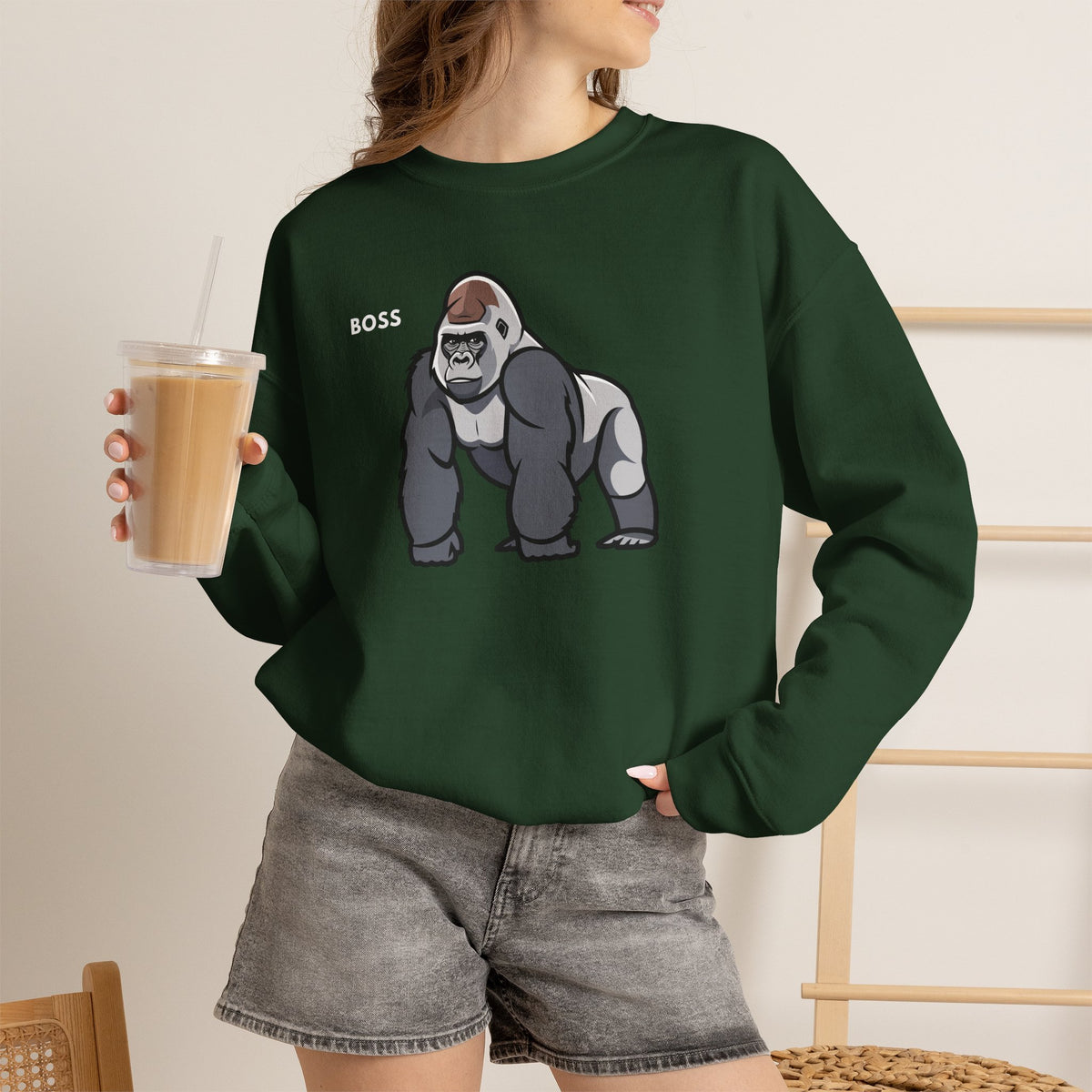 BOSS Gorilla Sweatshirt Premium Design SKIALFA Unisex