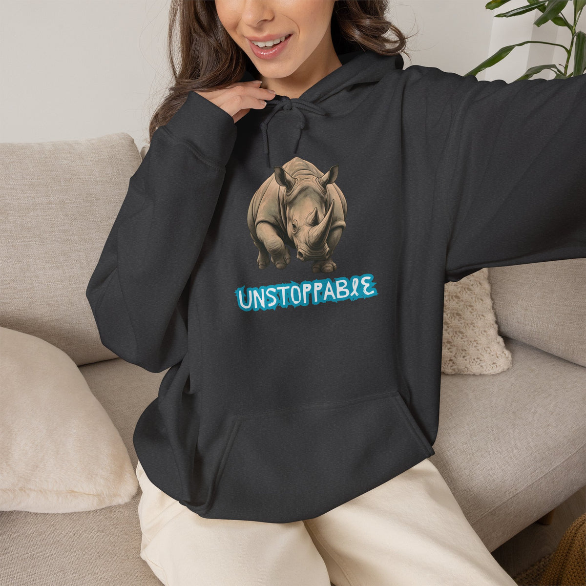 UNSTOPPABLE Rhino Hoodie Premium Design SKIALFA Unisex