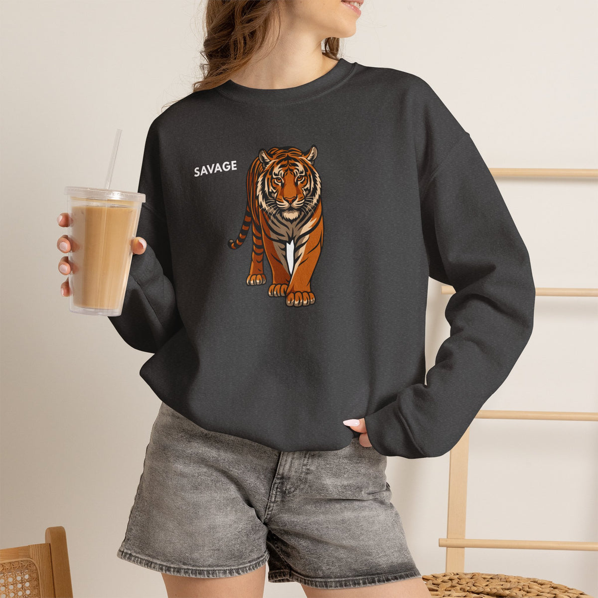 SAVAGE Tiger Sweatshirt Premium Design SKIALFA Unisex