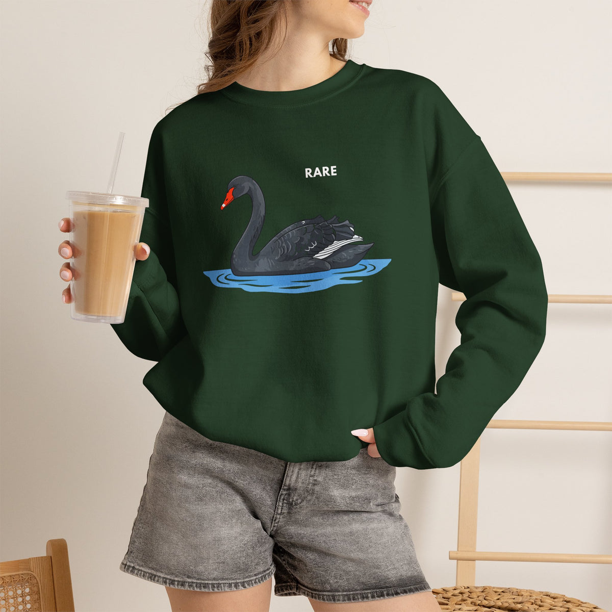 RARE Black Swan Sweatshirt Premium Design SKIALFA Unisex