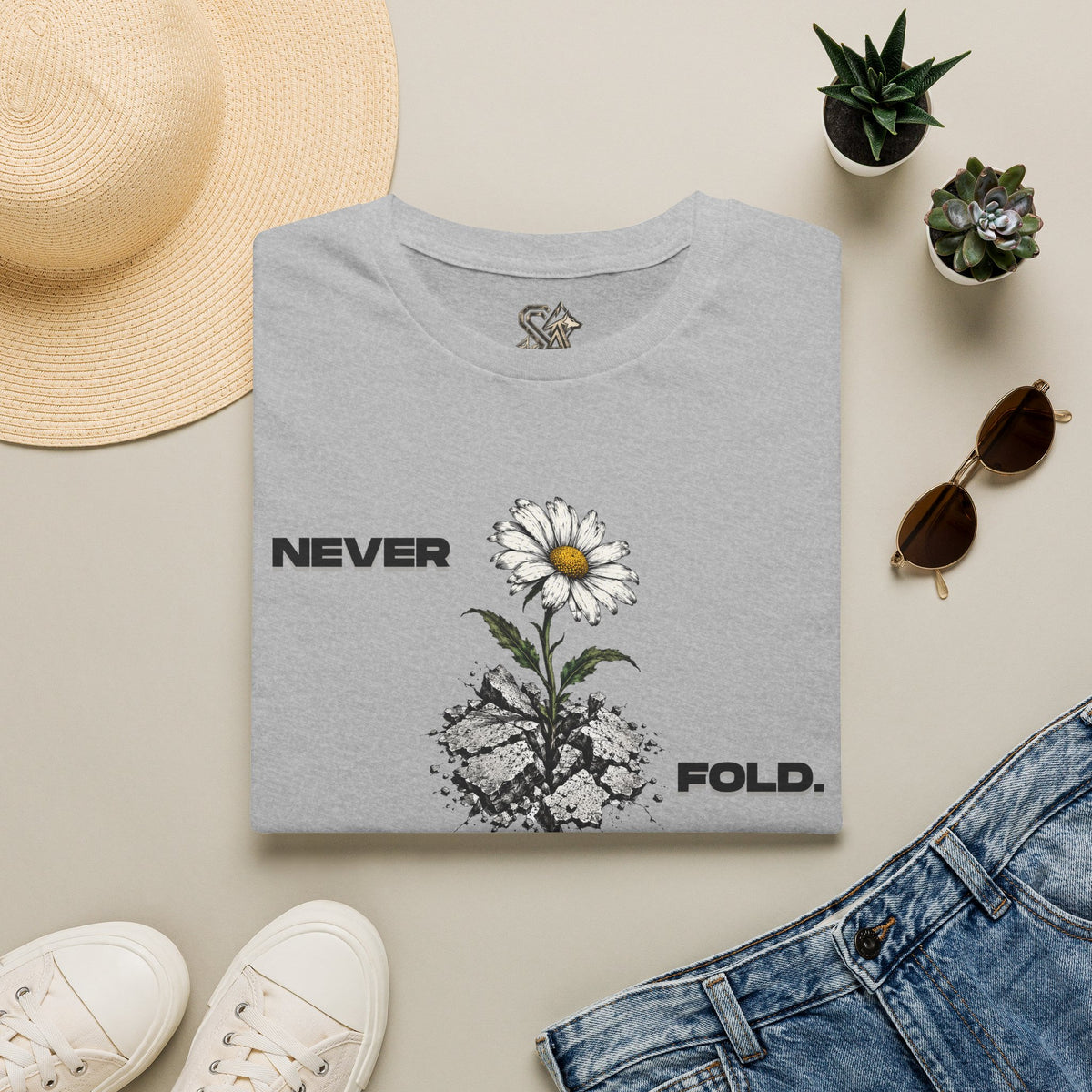 NEVER FOLD T-Shirt Premium Design SKIALFA Unisex