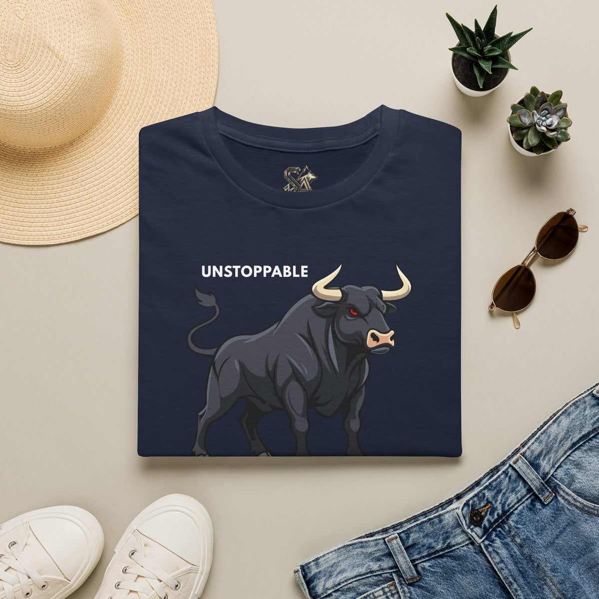 UNSTOPPABLE Bull T-Shirt Premium Design SKIALFA Unisex