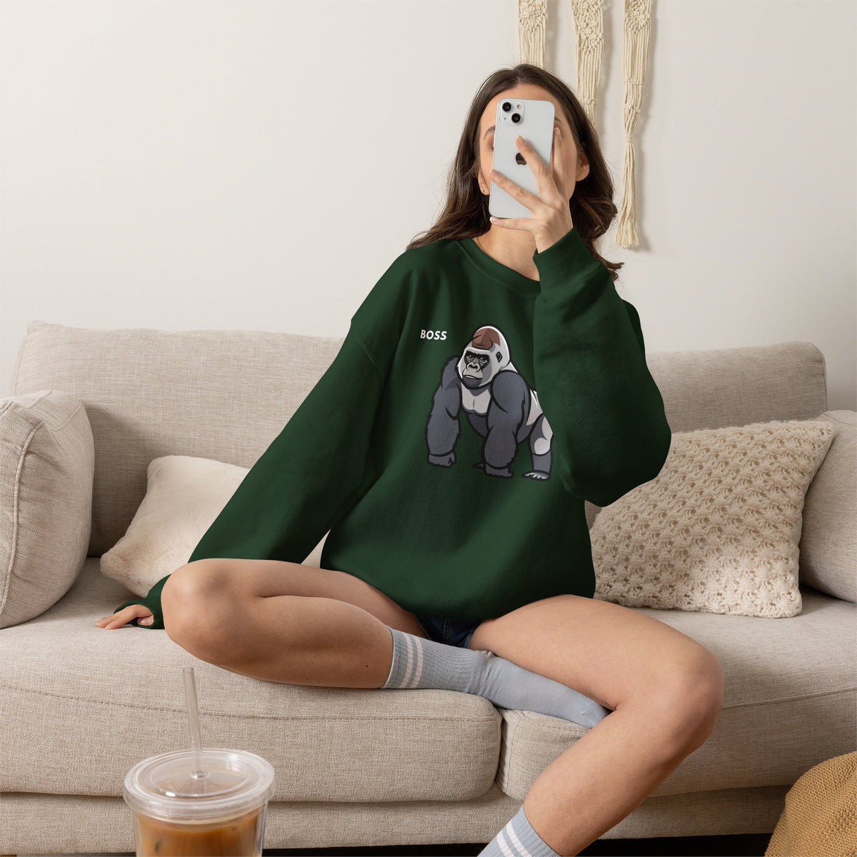 BOSS Gorilla Sweatshirt Premium Design SKIALFA Unisex