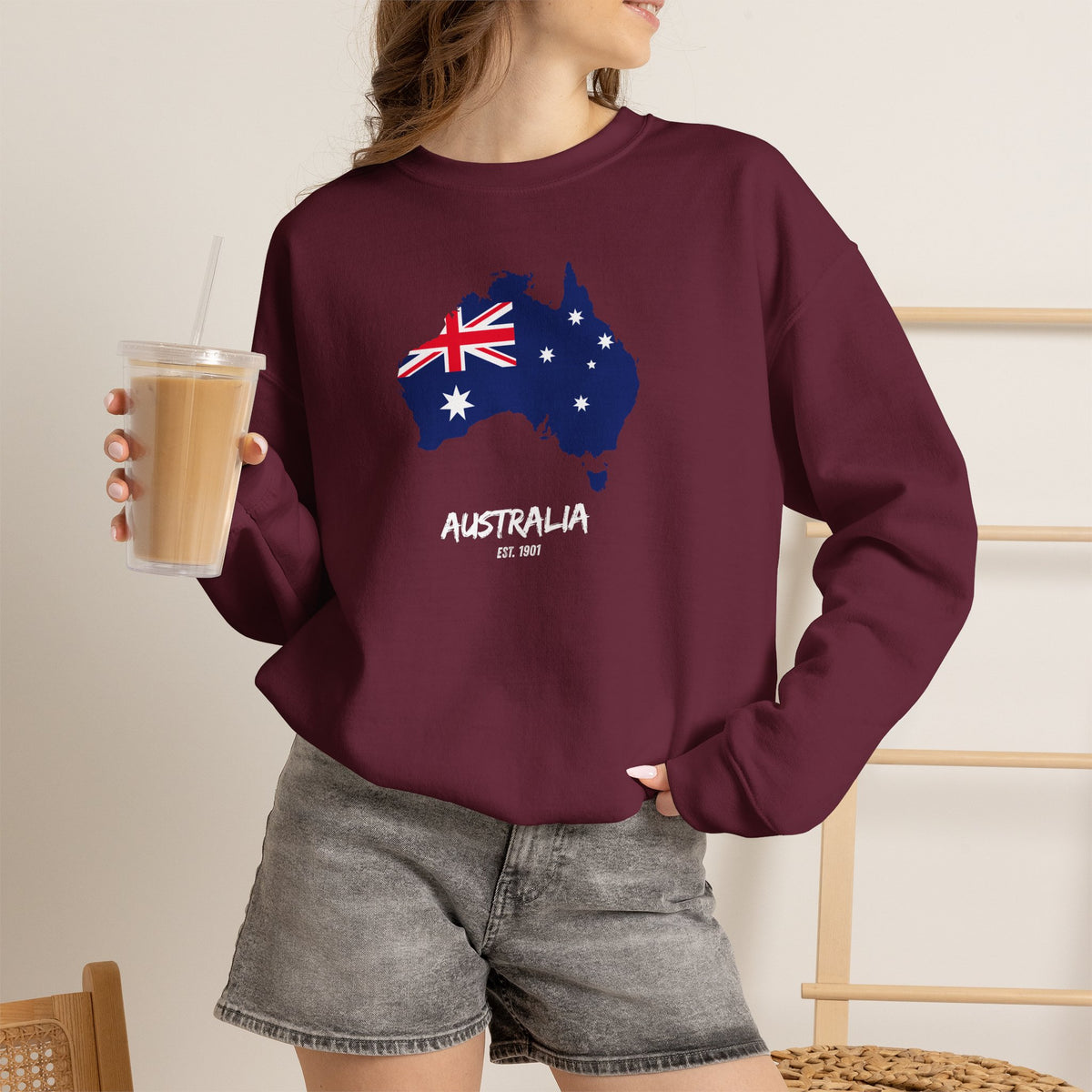 Australia Map Flag Sweatshirt Premium Design SKIALFA Unisex