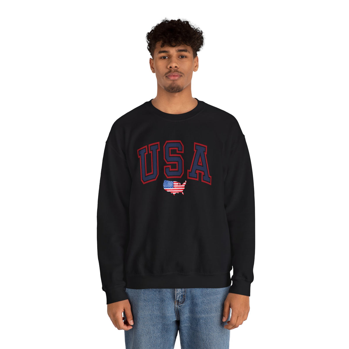 USA Flag Sweatshirt Premium Design SKIALFA Unisex