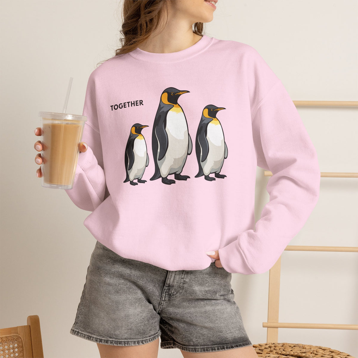 TOGETHER Penguin Sweatshirt Premium Design SKIALFA Unisex
