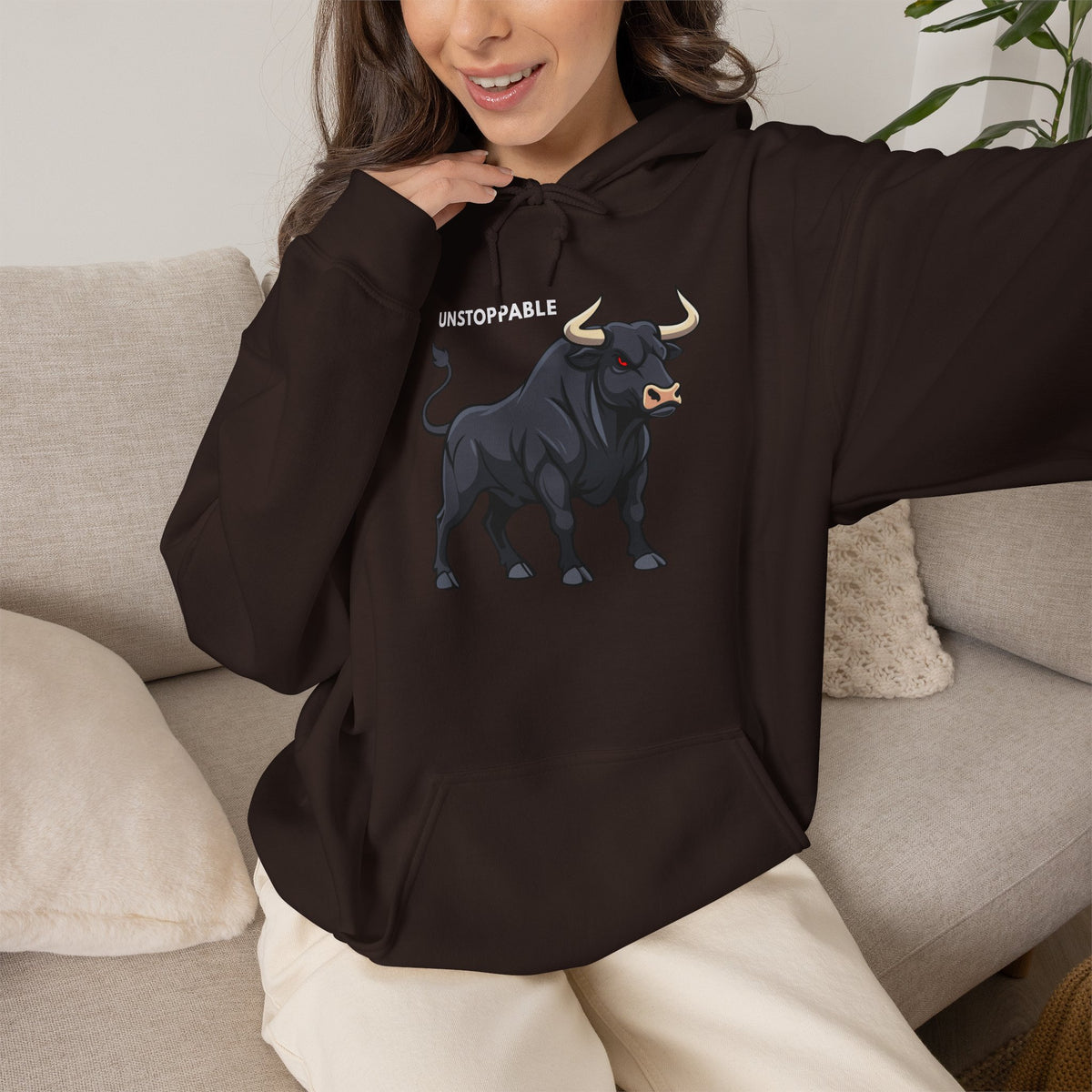 UNSTOPPABLE Bull Hoodie Premium Design SKIALFA Unisex