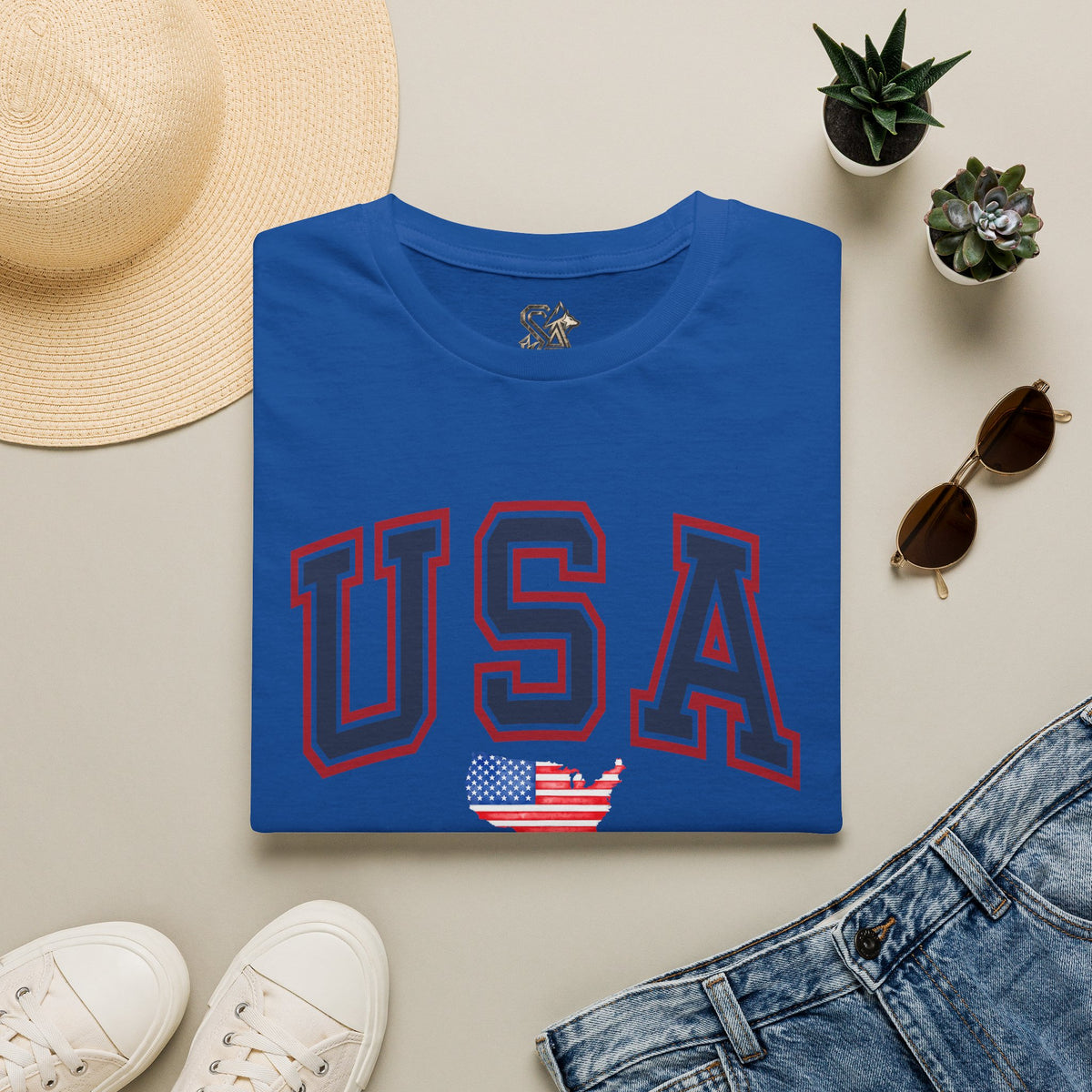 USA Flag T-Shirt Premium Design SKIALFA Unisex