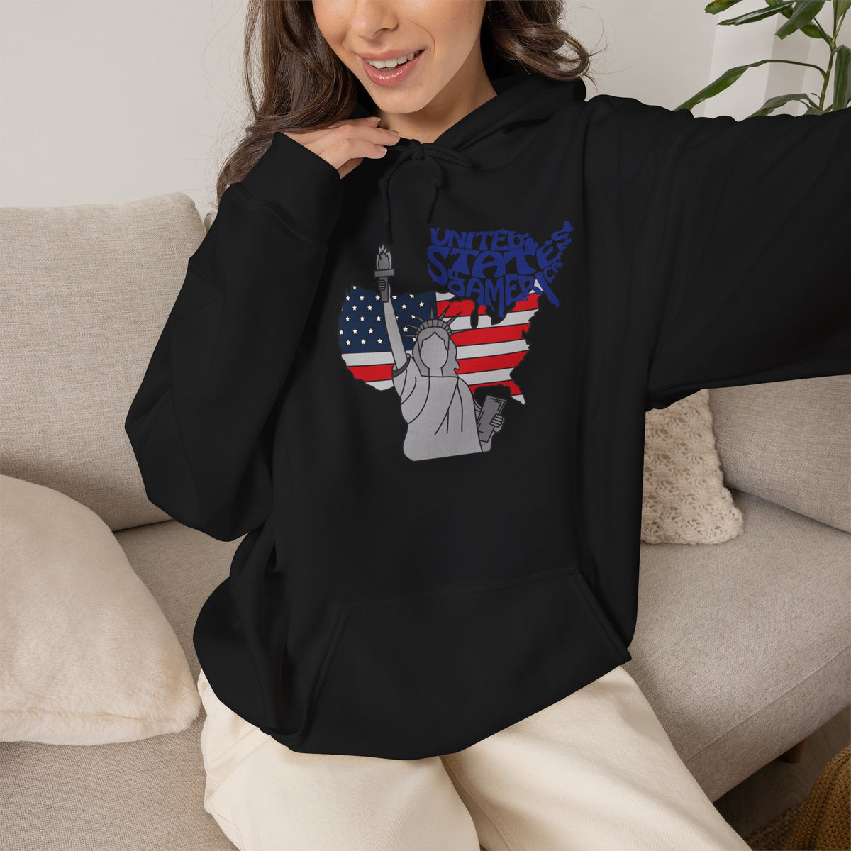 USA Flag Hoodie Premium Design SKIALFA Unisex