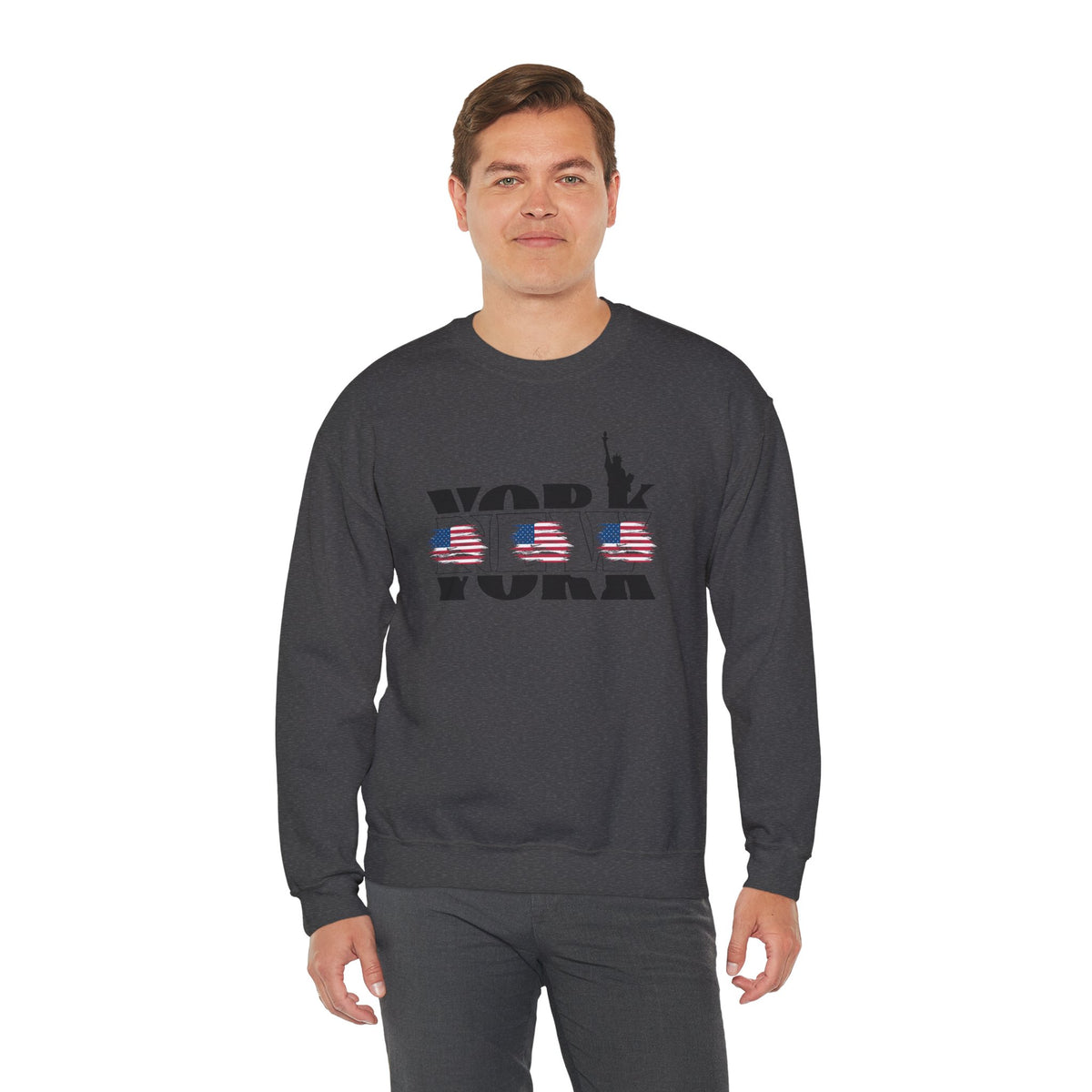 New York American Flag Sweatshirt Premium Design SKIALFA Unisex