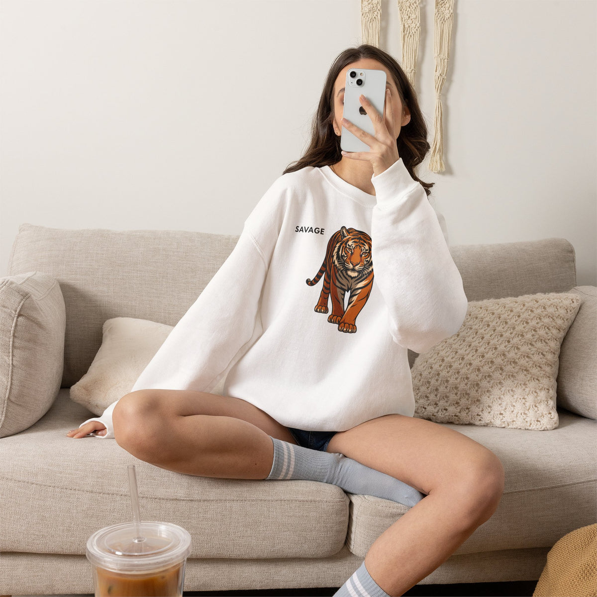 SAVAGE Tiger Sweatshirt Premium Design SKIALFA Unisex