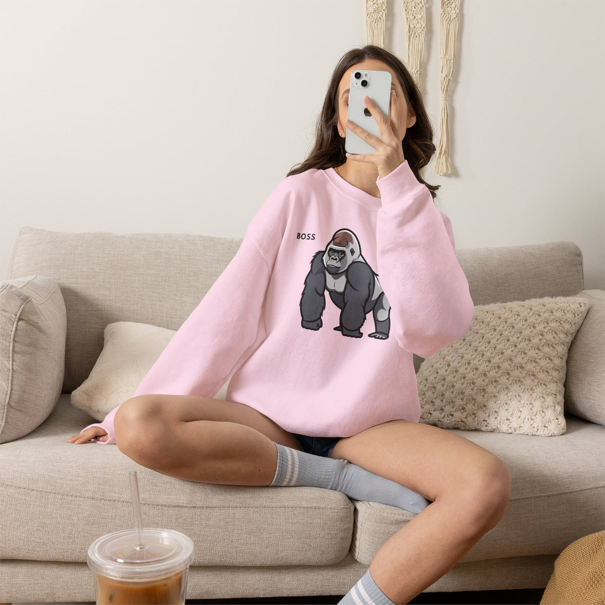 BOSS Gorilla Sweatshirt Premium Design SKIALFA Unisex