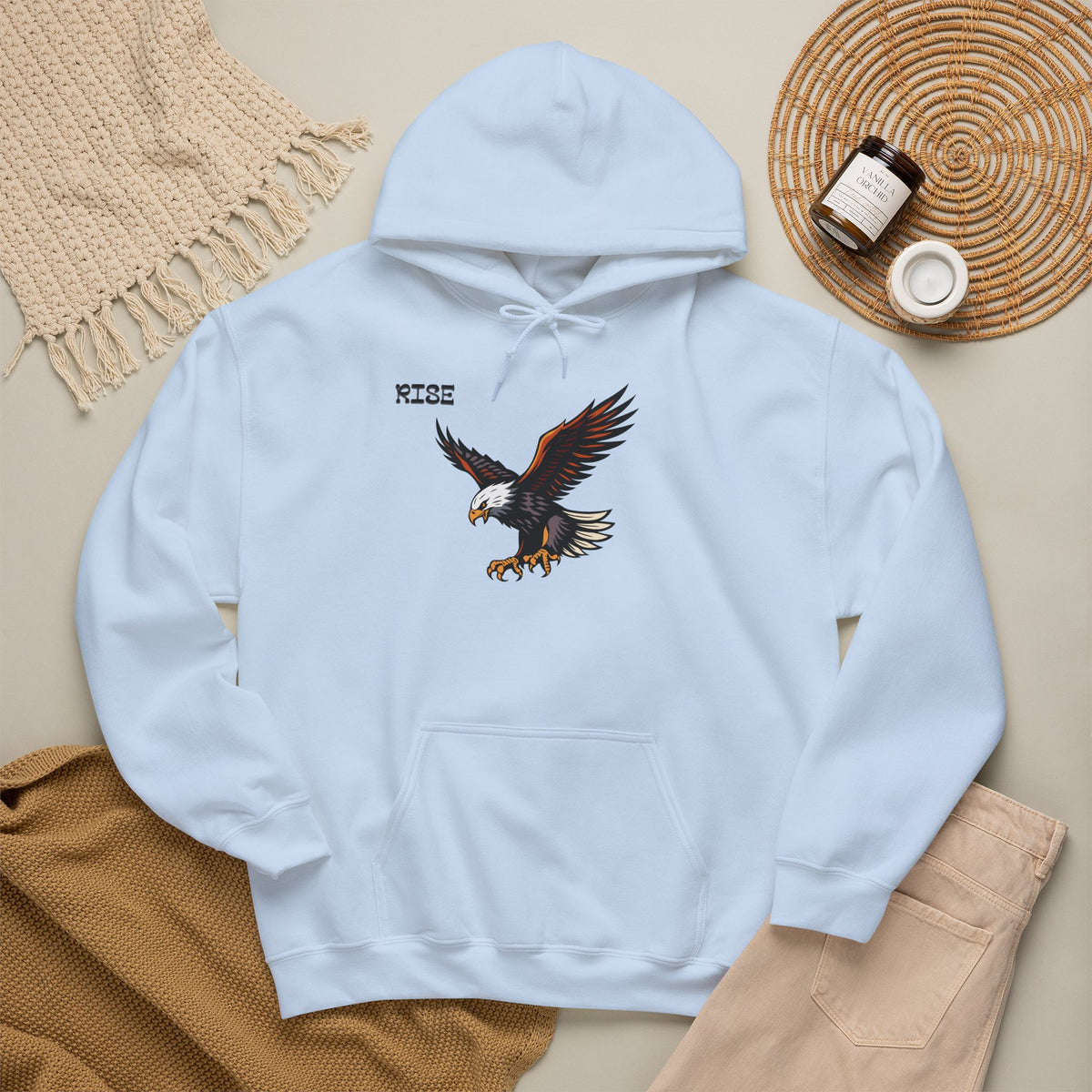 RISE Eagle Hoodie Premium Design SKIALFA Unisex