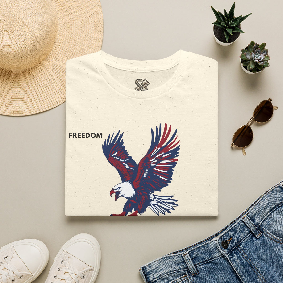 FREEDOM Eagle T-Shirt Premium Design SKIALFA Unisex