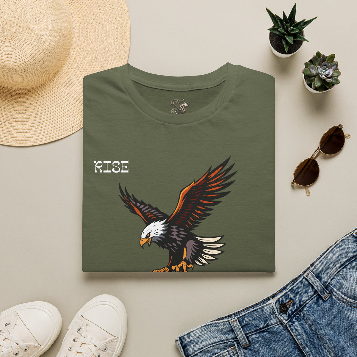 RISE Eagle T-Shirt Premium Design SKIALFA Unisex
