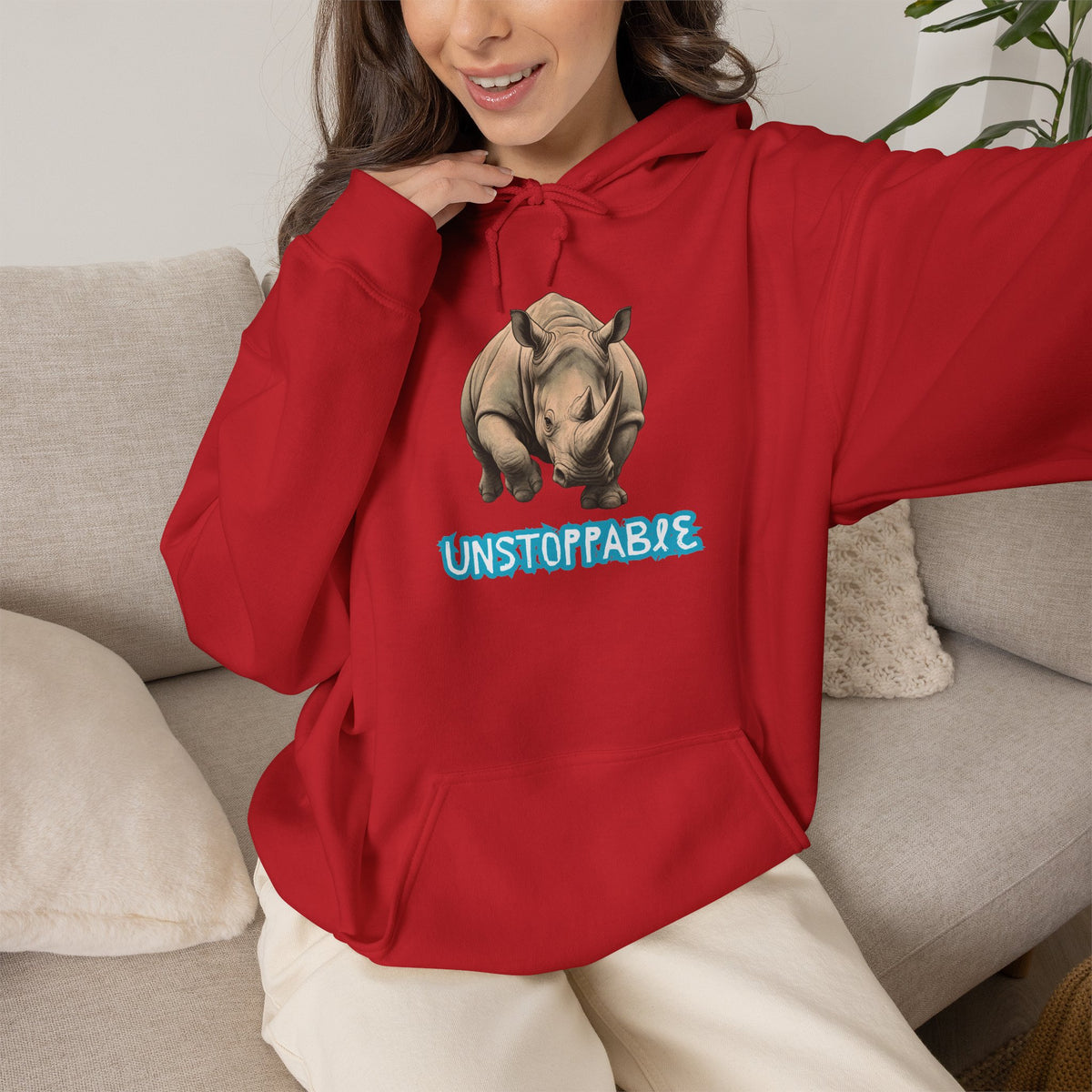 UNSTOPPABLE Rhino Hoodie Premium Design SKIALFA Unisex