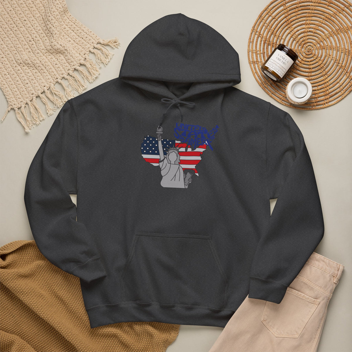 USA Flag Hoodie Premium Design SKIALFA Unisex