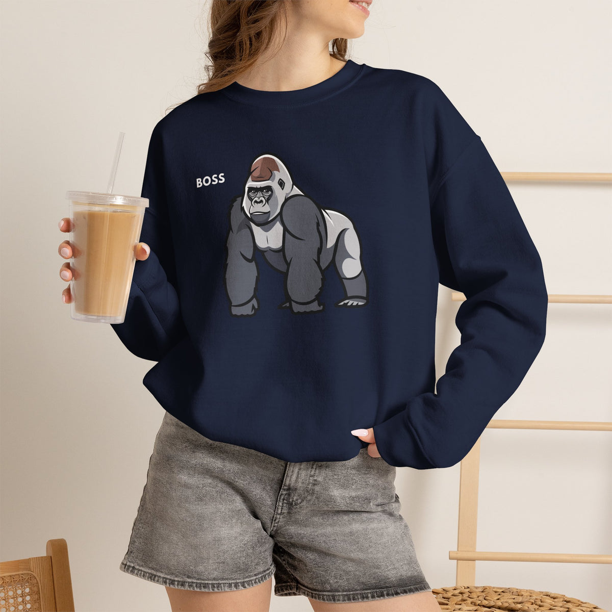 BOSS Gorilla Sweatshirt Premium Design SKIALFA Unisex