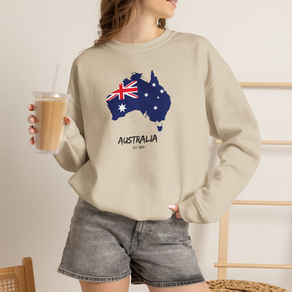 Australia Map Flag Sweatshirt Premium Design SKIALFA Unisex