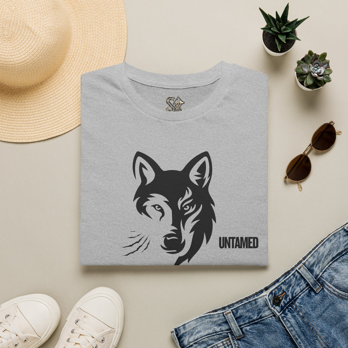 UNTAMED Wolf T-Shirt Premium Design SKIALFA Unisex