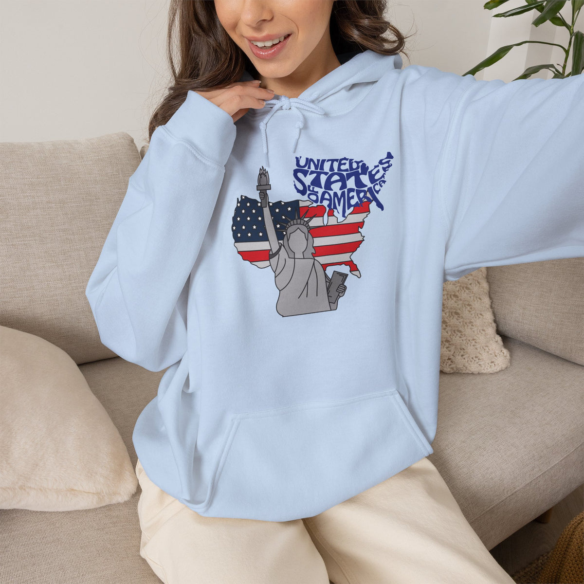 USA Flag Hoodie Premium Design SKIALFA Unisex