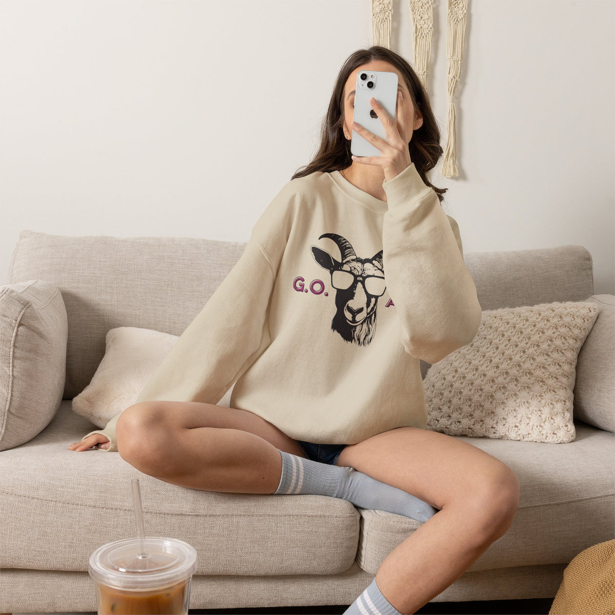 G.O.A.T. Goat Sweatshirt Premium Design SKIALFA Unisex