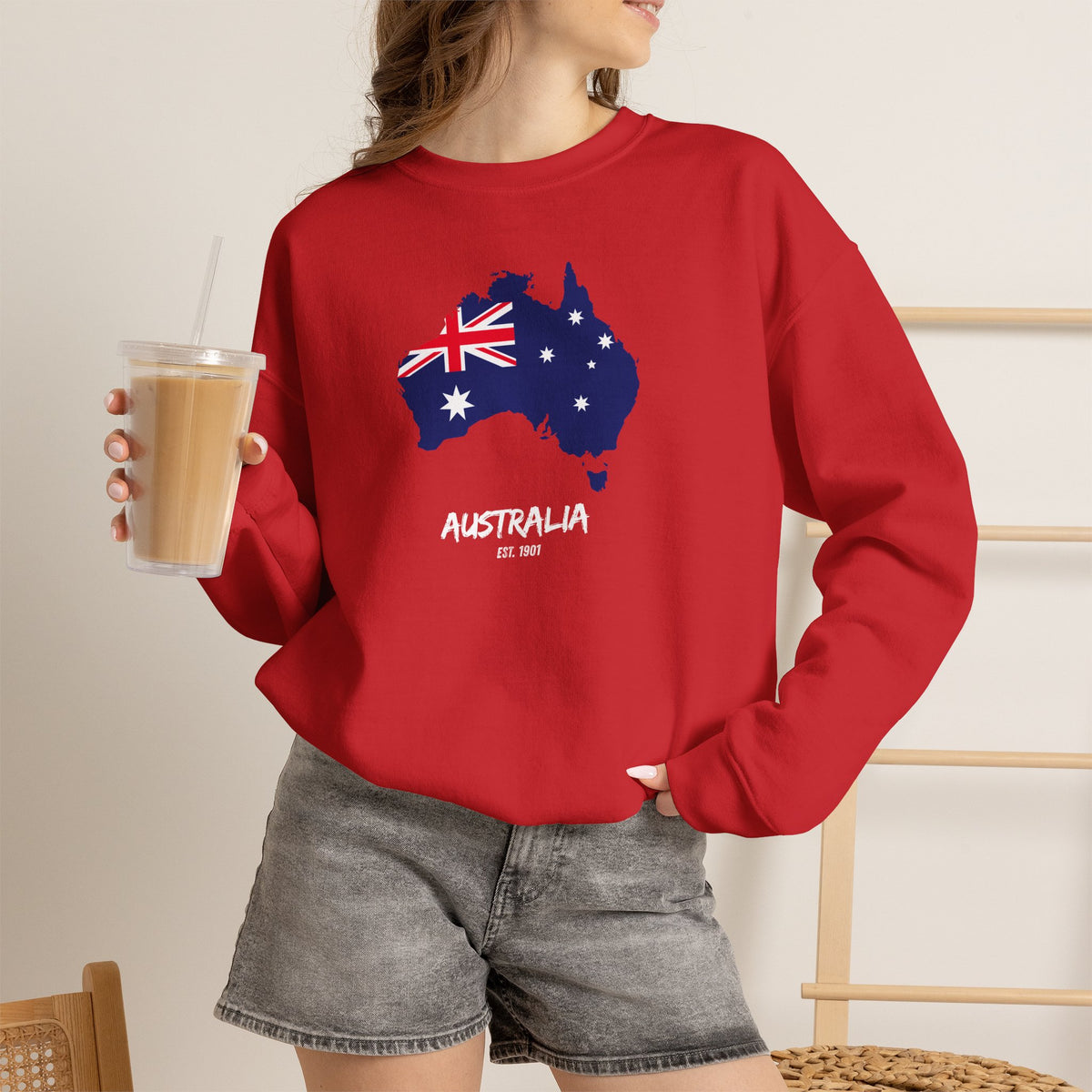 Australia Map Flag Sweatshirt Premium Design SKIALFA Unisex