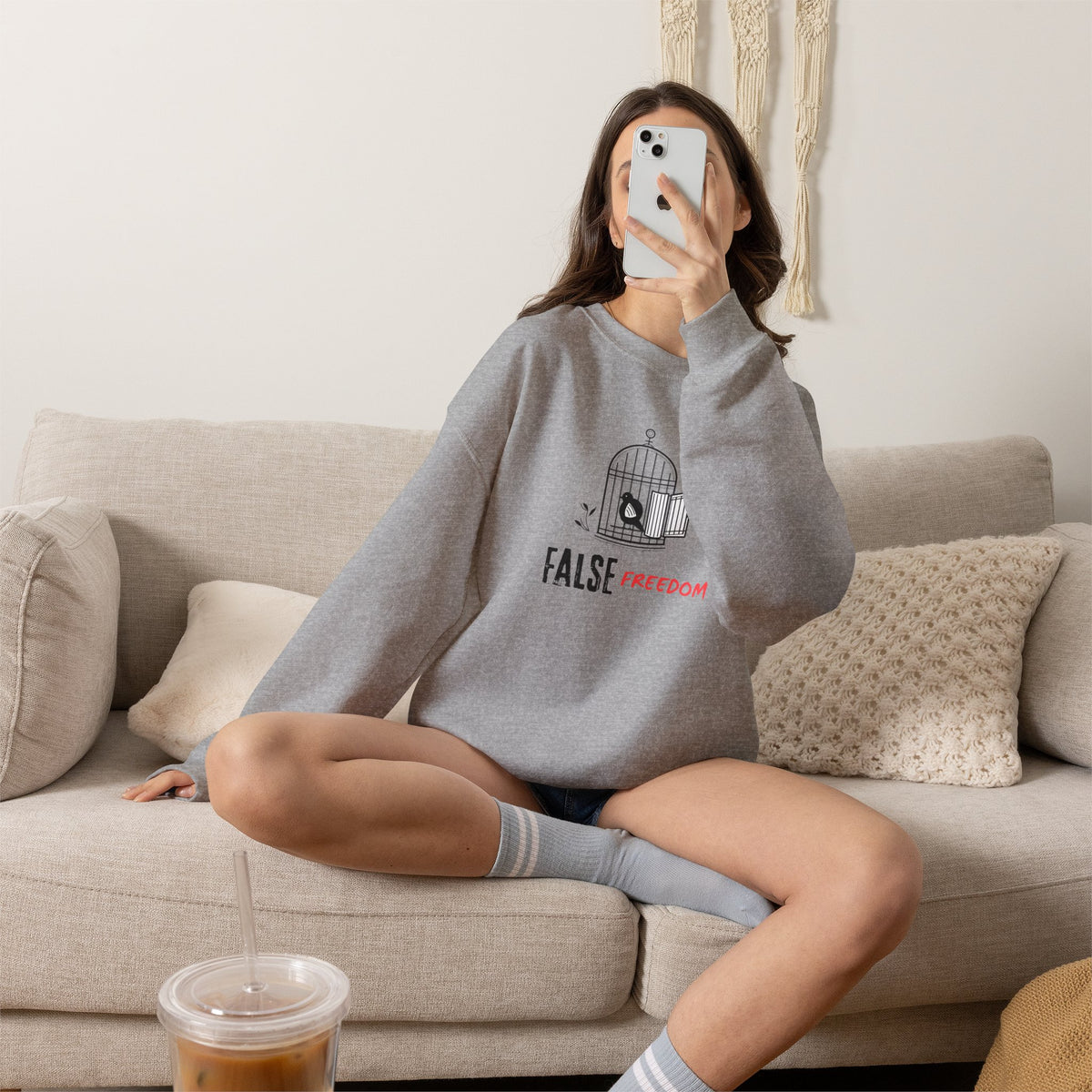 FALSE FREEDOM Sweatshirt Premium Design SKIALFA Unisex