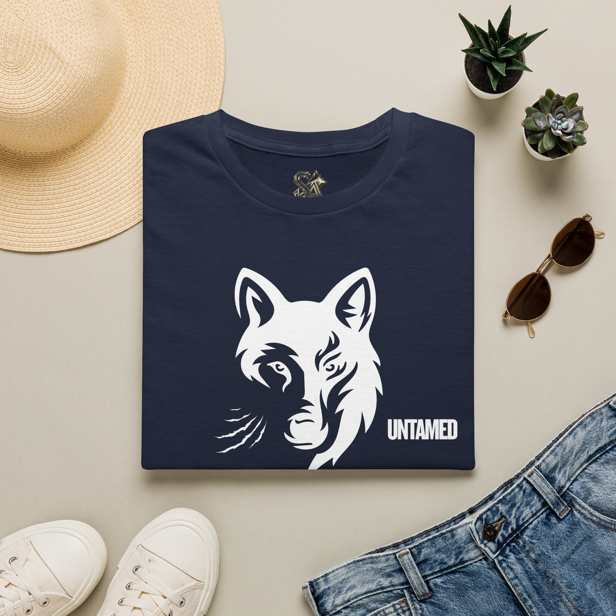 UNTAMED Wolf T-Shirt Premium Design SKIALFA Unisex