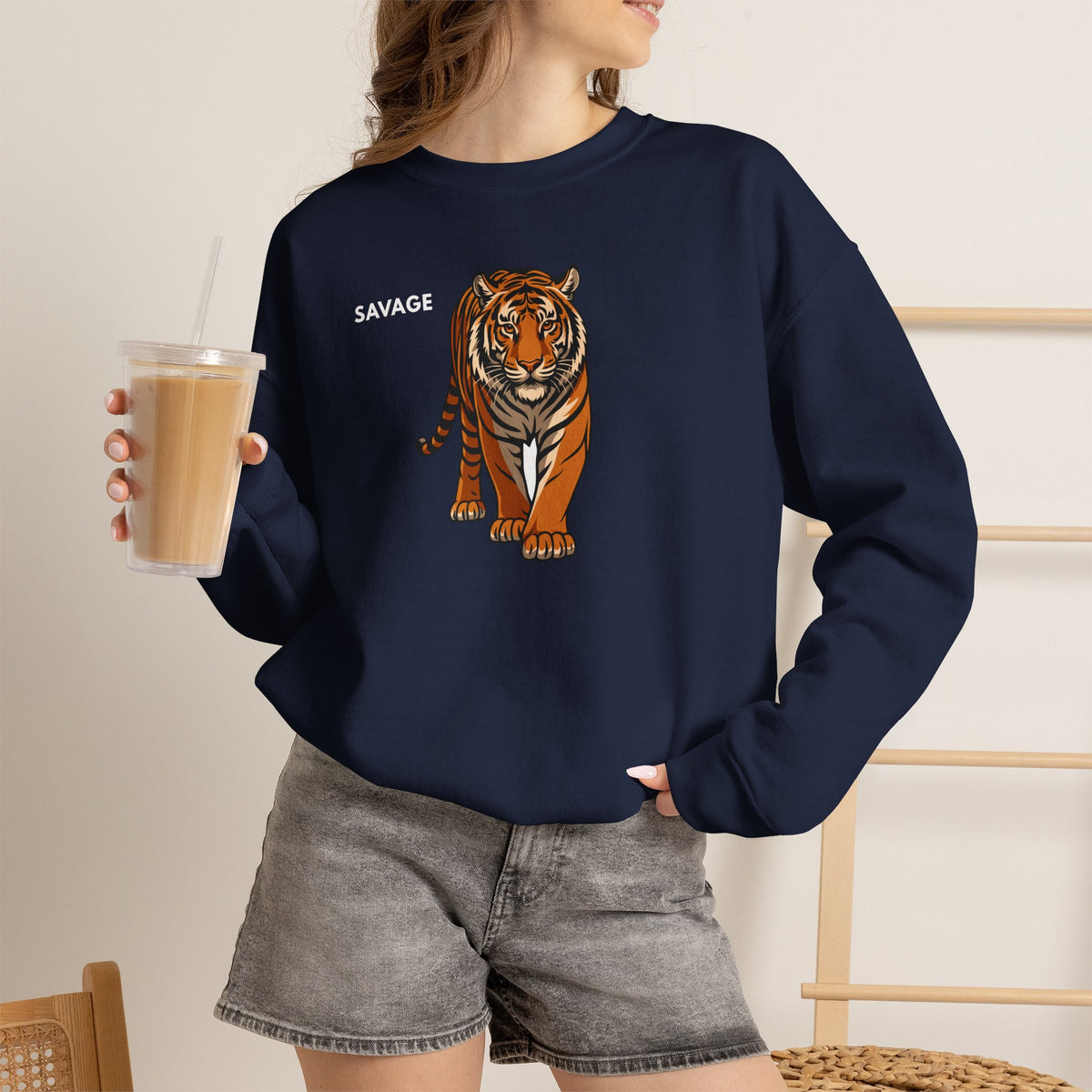 SAVAGE Tiger Sweatshirt Premium Design SKIALFA Unisex