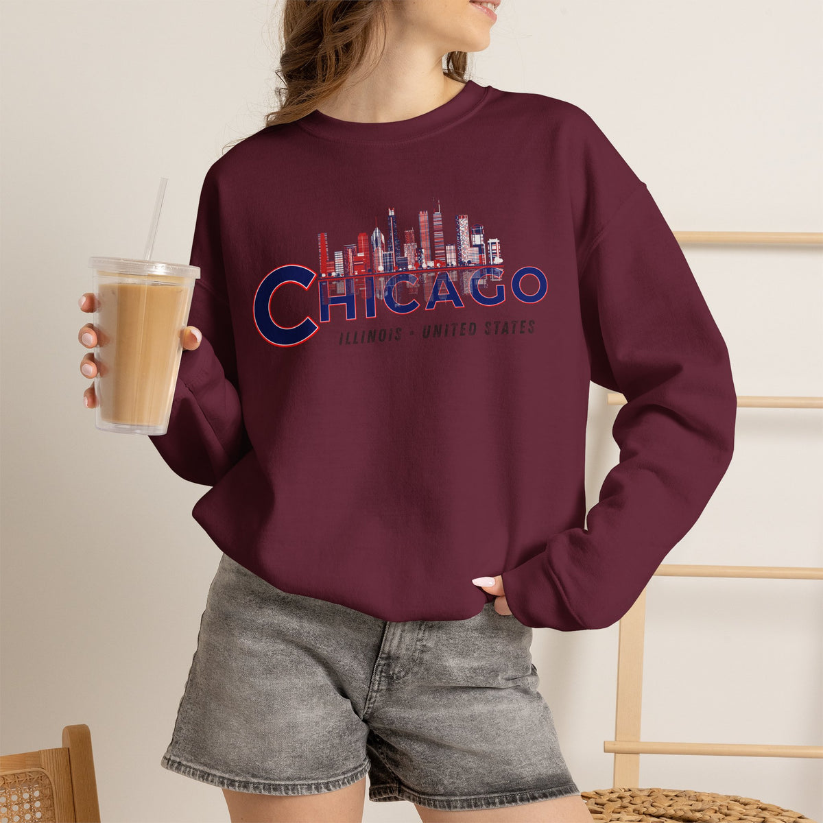 Chicago Sweatshirt Premium Design SKIALFA Unisex